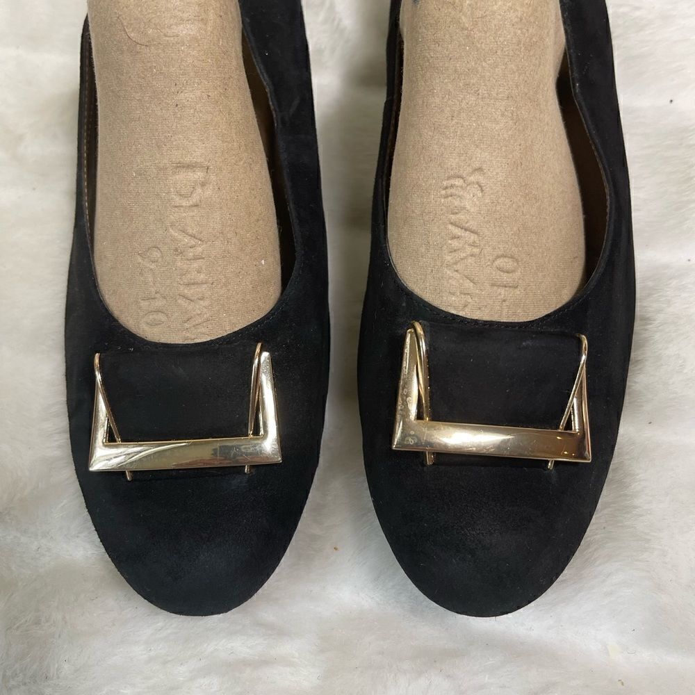 Aerosoles leather suede black slip on flats with gold tone buckle round toe SZ11 - Picture 10 of 10